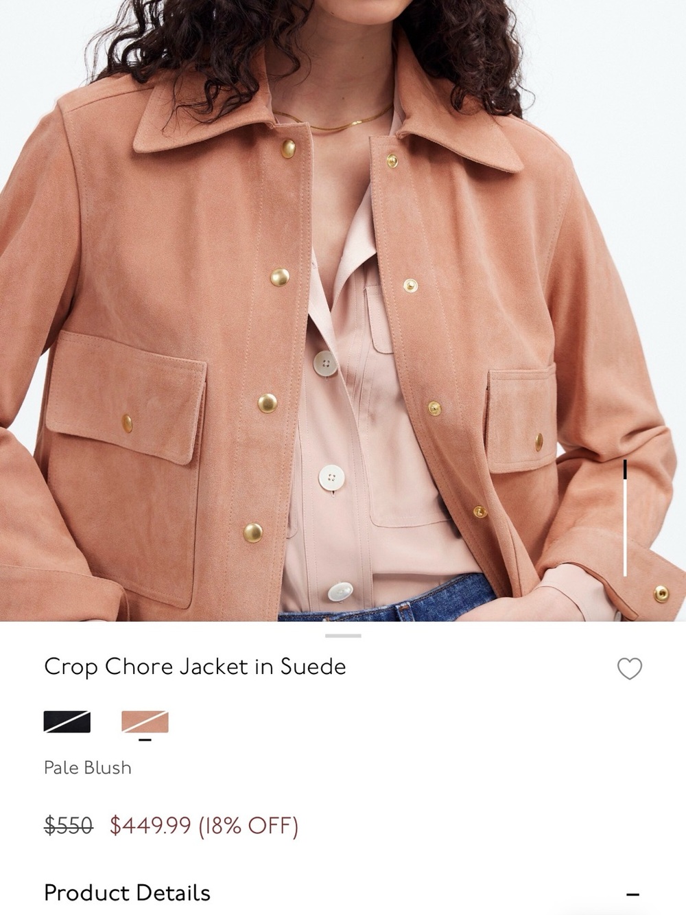 Madewell Crop Chore Jacket in Suede